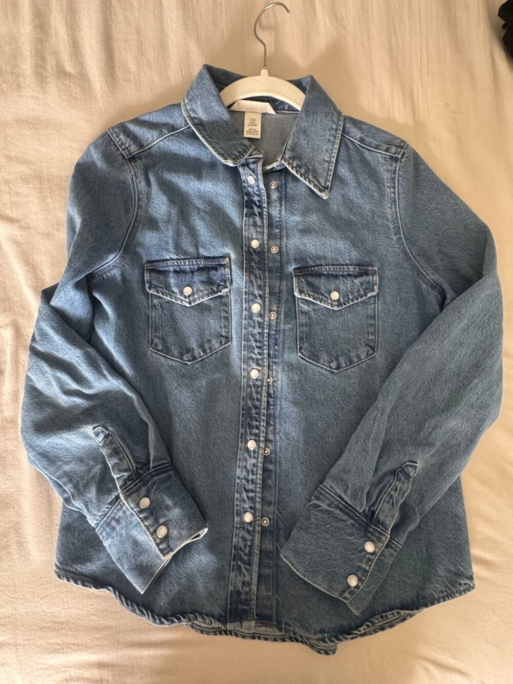H&M Denim Western Snap Button Shirt Blue Size XS